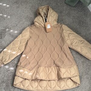 Quilted Tan Hooded Jacket